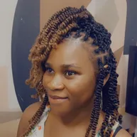 Chunky twists with honey-blonde highlights